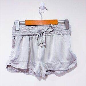 BLANC NOIR Silver silk mini shorts | Relaxed luxe | X-Small